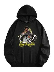 CoryxKenshin Samurai Graphic Hoodie-Girls' Or Boy's Cozy Polar Express Train Hoodie- Y2K Streetwear Pullover Sweatshirt, Soft Comfortable Long Sleeve Hooded Sweater, Casual Everyday & Themed Events (Machine Washable, Regular Fit, Navy Blue, Spring/Autumn/Winter Wear- Adult Men's Apparel), Outdoor Clothing, Retro Design, Durable Material, Mens Fashion - Black - View 1