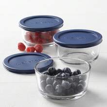Glass Food Storage Containers With Lids Airtight Leakproof, 3-Piece Set Of 2 Cup Round Kitchen Pantry Organization For Meal Prep, Leftovers, Dry Food, Stackable -Plastic Containers For Freezer & Dishwasher