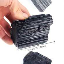 1 pieza Piedra de turmalina negra irregular de gran tamaño, cristal en bruto, decoración del hogar, regalo de colección - Negro - Ver 1