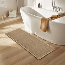 Upgraded Waffle Bath Mat Set Of 2, Super Absorbent Non Slip Bath Mats For Bathroom Floor, Machine Washable Boho Bathroom Rugs Set 2 Piece With Tassels, Soft Bathroom Mat Set, 17" X 24" Plus 24" X 36" - 棕色 - 查看 9
