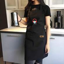 1 Piece Heavy-Duty Breathable Polyester Apron With Adjustable Waist And Chest Pocket - Black With Red Earphone And Music Note Design, Suitable For Cooking, Baking, Restaurants, Food Carts - Durable Kitchen Apron For Chefs, Musicians, And Home Use - Easy-To-Clean Workwear, Restaurant Uniform, Baking Equipment - AZX0001 - Xem 9