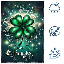 1pc St. Patrick's Day Garden Flag, Four-Leaf Clover Design, Double-Sided, Waterproof Polyester Linen, 12 X 18 Inches, For Outdoor Yard Decorations - 1個 GR1087 - 查看 2