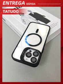 Magnetic Phone Case With Lens Holder, Clear Hard Case With Color Matching Lens Film, Compatible With IPhone 16/16Pro/16Plus/16ProMax - 黑色 - 查看 5