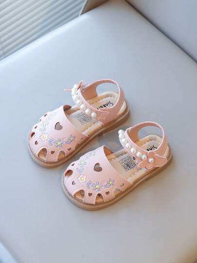 Neue Mädchen Ballerinas mit gesticktem Perlendesign, bequeme, leichte, vielseitige Sandalen, elegant