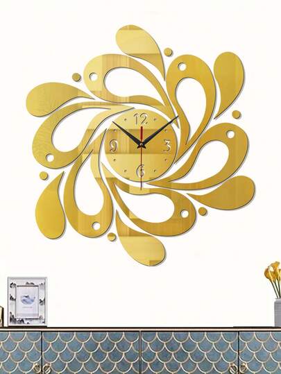 Pc, 3D Flower Shaped DIY Wand Clock, Acrylic Spiegel Silent Home ation, Klok Living Room, Bedroom, Kitchen Shop view 5