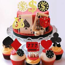 24 PCS Casino Poker Cupcake Toppers For Birthday Party Decorations - Design 2 - 查看 6