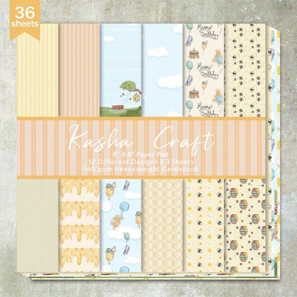 36 Sheets 6inch (Cute Cartoon Background) Scrapbooking Paper, Suitable For Bullet Journals, Scrapbooks, Cards And Crafts