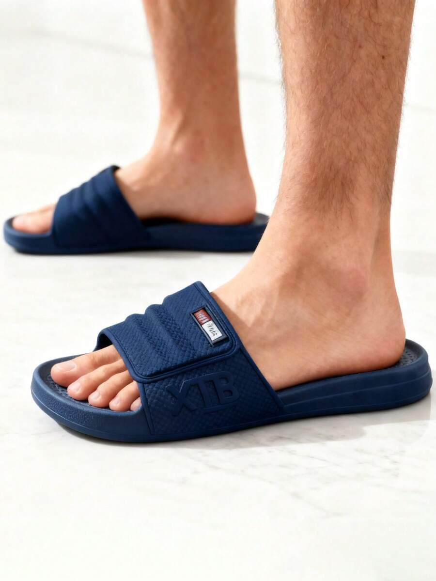 Zapatillas antideslizantes para el baño, sandalias de hombre, Pantuflas de pareja,chanclas hombre, sandalias mujer, Sandalias de EVA para casa fáciles de poner, suaves y resistentes, diseño antideslizante perfectas para el día a día, la ducha, la piscina o la playa. - Azul Marino - Ver 1