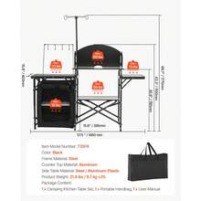 Camping Kitchen Table, Outdoor Camp Cooking Table, Aluminum Portable Cook Station With Storage Cupboard, Carrying Bag, Detachable Windscreen, Quick Set-Up For BBQ Party Picnic RV Travel, Black - 戶外的 - 查看 6