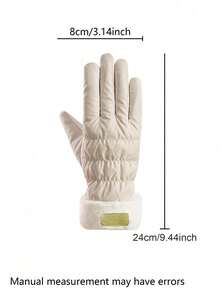 1pc Cute Touchscreen Gloves For Women, Suitable For Cycling, Winter Riding, And Skiing - White - View 3