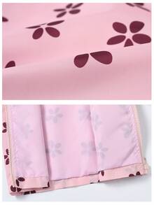 Toddler Girls 1-8Y Pink Floral Print Hooded Windbreaker Jacket Full Zip Lightweight Outdoor Casual Daily Coat For Spring Fall - 粉色 - 查看 5