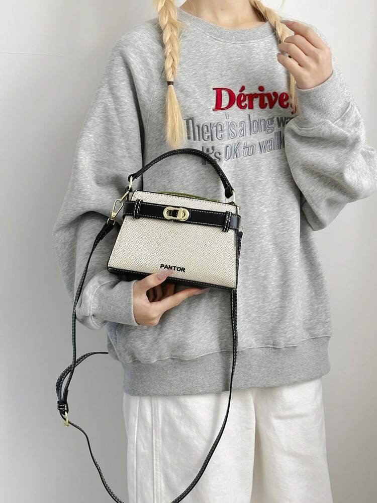 Mini Fashionable Versatile Contrast Color Casual Handbag For Women - Olive Green - View 3