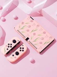 Ayotu 1个粉色郁金香图案超薄TPU透明保护壳，兼容Switch OLED/Switch/Switch Lite/新款Switch 2 (2025) - 兼容底座设计，无需拆卸，防摔防尘，多种颜色可选 - 彩色 - 查看 8