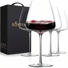 Set Of 4 Large Red Wine Glasses 23 OZ Hand Blown Crystal Glass Light And Clear Design Ideal For Wine Tasting Events Perfect Gift For Birthday Christmas Anniversary And Father's Day Celebrations - ClearRedWineGlasses - View 1