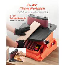 Oscillating Belt And Spindle Sander, 2400RPM Benchtop Spindle Sander With 5/8" Stroke, 5 Sleeves (1/2" - 2") & 24" X 3.86" Sanding Belt For Woodworking, Furniture Finishing, DIY Projects - 2400RPM 45° 18.5*16.5inch - View 3