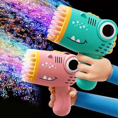 1 Set ABS Dinosaur Shaped Automatic Bubble Gun, 40-Hole Electric Bubble Machine, Suitable For Boys And Girls Outdoor Play, Summer Beach Toy, Perfect Birthday Gift. Some Colors/Accessories Randomly Included.