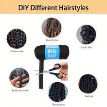 3pcs Brazilian Wool Hair Synthetic Crochet Hair Extensions For Women African Hair Yarn For Braiding Senegalese Twist Fake Hair, Suitable For Women's Daily Life, Parties, Halloween And Christmas, Multiple Colors Of Hair To Choose From, 70G/Roll - Multicolor - View 9