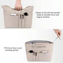 ¡RecomendadoHyFanStr organizador de carteras, organizador de bolsa con cierre para mujer, organizador de bolsa con 15 bolsillos, color beige, L¡Top de Temporada - Rosa - Ver 6