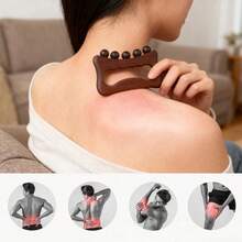 Ferramenta Gua Sha de madeira natural para rosto e corpo (1 unidade) – Drenagem linfática, lifting da mandíbula e modelagem do nariz, pente para massagem no couro cabeludo para alívio do estresse, presente ideal para mulheres que desejam cuidar de si mesmas em casa ou no escritório. - Castanho - Ver 3