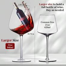 Extra Large 32oz Hand Blown Red Wine Glasses Set Of 4 With Long Stem For Elegant Dining And Special Occasions Crystal Clear Giant Burgundy Red Wine Glasses With Thinner Design Premium Gift Packaging Ideal For Mother's Day Wedding Birthday Celebrations - 32ozWineGlasses - View 2