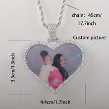 1 Personalized Photo Heart-Shaped Necklace - Synthetic Gemstone Custom Color Design, Gold Toned Chain And Sparkling Crystal, Elegant And Luxurious Jewelry Gift, Suitable For Christmas, Mother's Day, Birthdays, Anniversaries, High-Quality Exquisite Jewelry, Holiday Accessories - Nhiều màu - Xem 10