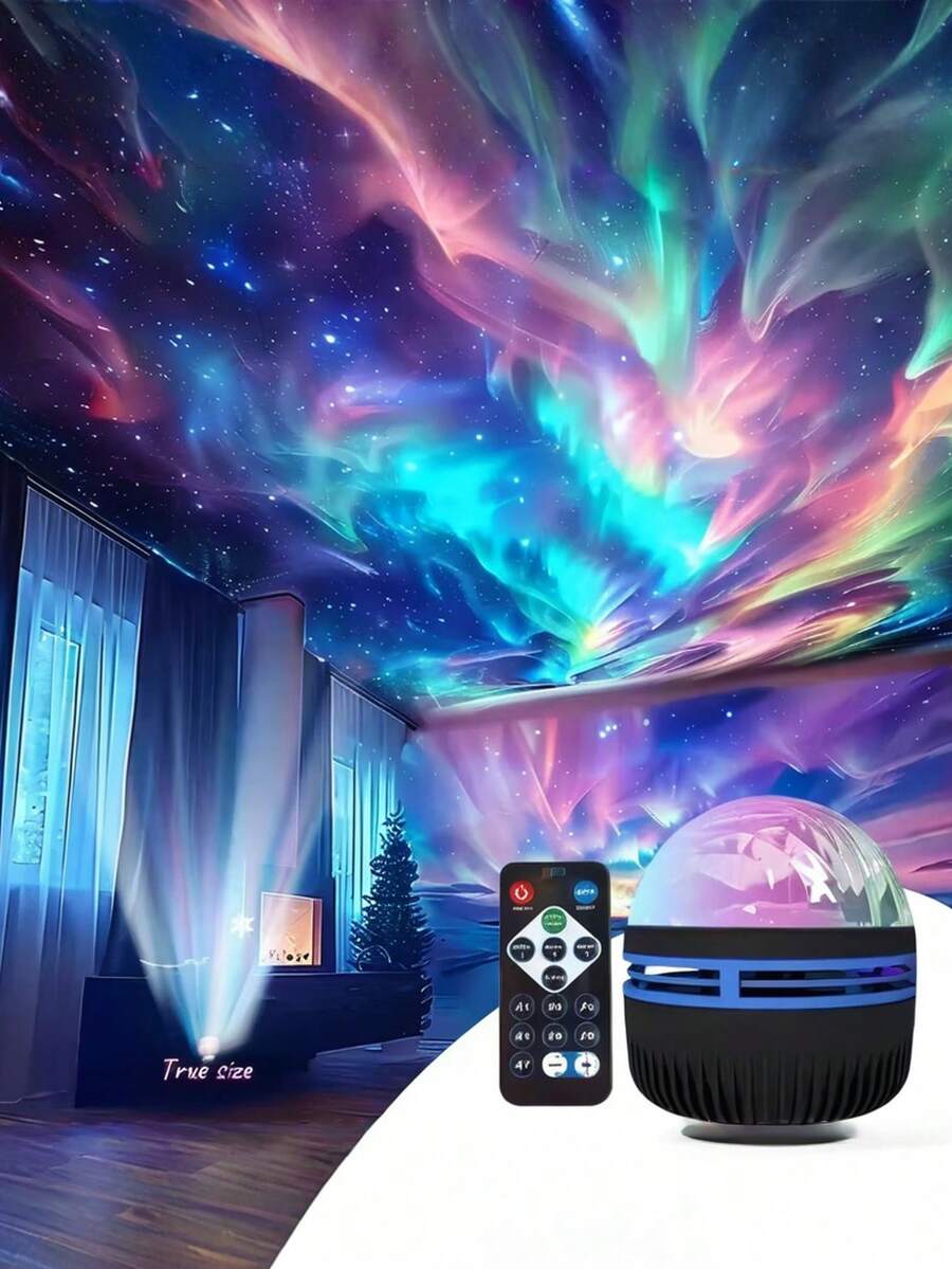 1pc New Aurora 16-Color Rotating RGB Smart Lamp | Aurora Atmosphere Projection Smart LED Bulb | USB Ceiling Projector & Night Light, Suitable For Parties, Bedroom, Office, Living Room, Gaming, Parties, Restaurants, Theaters, Decoration, With Remote Control, Color Dimming Function (USB Powered) - Perfect Christmas, Valentine's Day, Easter Gift