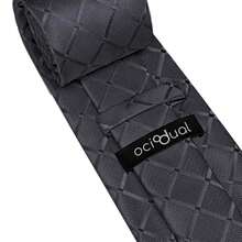 OcioDual 24/48 Hour Delivery. Men's Grey Tie, Men's Suit Tie And Handkerchief Set, Elegant Ties For Wedding Suits, Ties For Weddings, Business, Celebrations, Joker Tie, Events, Parties, Men's Ties, Modern Men's Ties - 灰色 - 查看 3