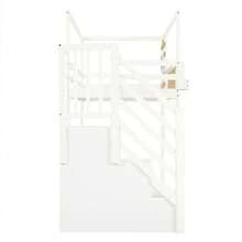 Bunk Bed With Stairs, Window And Storage Box, Solid Pine Frame, Children's Bed With 3 Storage Compartments In The Stairs, With Safety Rail, White, 90x200cm - White - View 10