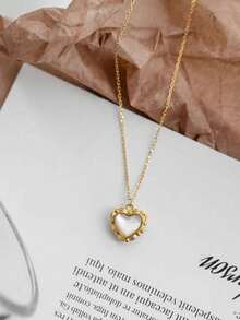 1 pezzo Collana vintage elegante e romantica a forma di cuore, adatta per uso quotidiano, regalo per la fidanzata per San Valentino o regalo per mamma/migliore amica per il compleanno - Multicolore - Visualizzare 2