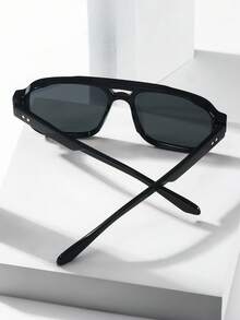 1pc Men's Classic Square Double-Bridge Minimalist Stylish Fashion Fashion Glasses (Suitable For Driving, Travel, Casual, Vacation, Outdoor, Sports, Daily Use) - phim xám khung đen - Xem 3