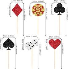 24 PCS Casino Poker Cupcake Toppers For Birthday Party Decorations - Design 4 - 查看 4