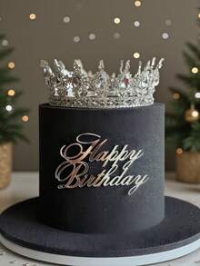 1个/3个/5个装生日快乐蛋糕装饰插牌，亚克力字母蛋糕装饰，生日派对蛋糕装饰，烘焙用品，厨房必备，节日礼物和派对装饰的理想之选 - 銀色 - 查看 3