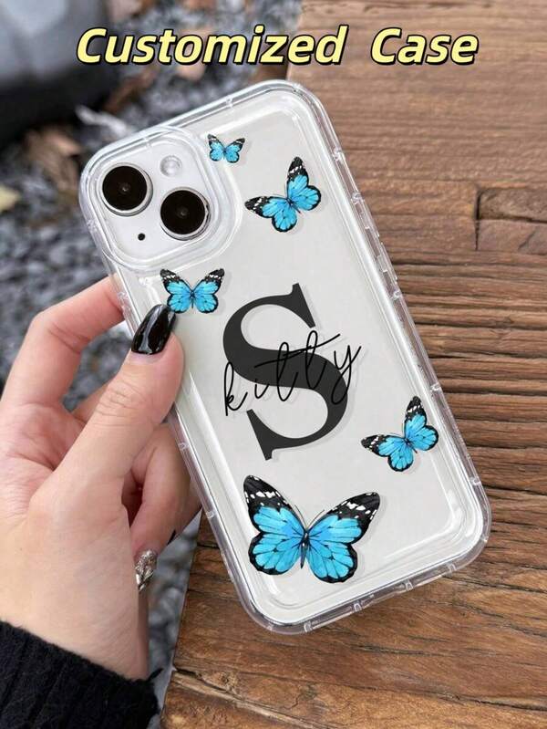 Étui de téléphone personnalisé mignon avec nœud papillon, nom personnalisé, signature, lettre colorée, amortisseur épais en TPU transparent souple, compatible avec Apple 17, 16, 15, 14, 13, 12, 11 Plus Pro Max Pro, 17Pro Max, 17air, 17plus, 16Pro Max, Galaxy S25, S25Ultra, Galaxy S24 Plus, Galaxy S23 FE, Galaxy S22 Ultra A07 A17 A16, peut être utilisé comme cadeau d'anniversaire, d'Halloween, de Noël, du Nouvel An, de la Saint-Valentin, de la Fête des Pères, de la Fête des Mères, cadeau de surprise saisonnier