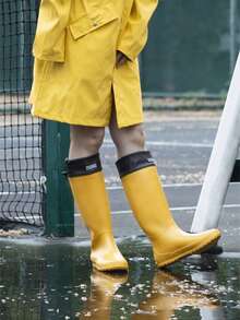 High-Tube Rain Boots Faionable Men's Adult Silicone Anti-Slip Waterproof Boots Resistant Soft-Soled Sea-Fiing Outdoor Oes - Yellow - View 2