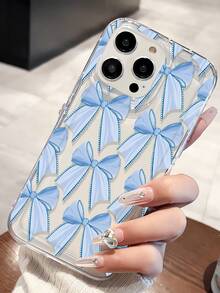 1pc Fashionable Personalized Bow Tie Graphic Aesthetic Pattern Transparent TPU Airbag Shock Absorption Phone Case Compatible With IPhone 16/16Pro/16Plus/15/15ProMax/15Pro/11/12/13/14ProMax/12Mini/13Mini/11Pro/11ProMax/12Pro/12ProMax/13Pro/13ProMax/14Pro/14ProMax, Soft Shell, High-End