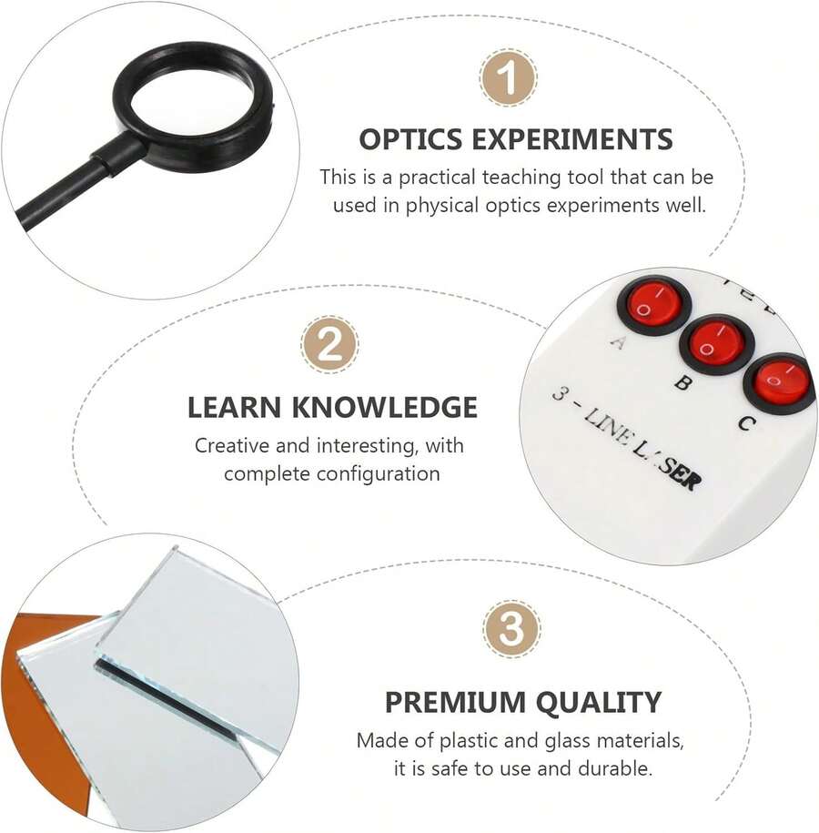 17 Piezas Óptico Cóncavo Lente Convexa Prisma Conjunto de Experimento Óptico Físico Lente Cóncava Convexa Equipo de Laboratorio de Ciencia Color - 1 - Ver 1
