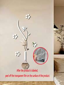 3D花瓶墙贴 - 色彩鲜艳的3D亚克力花瓶墙贴，自粘式，闪光表面，易于粘贴，可移除且可重复使用，是客厅和电视背景墙装饰的理想之选。