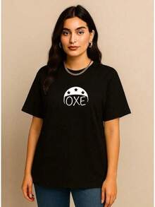 Women's T-Shirt Printed Oxe Cangaço Northeastern Expressions 100% Cotton Casual - 黑色 - 查看 1