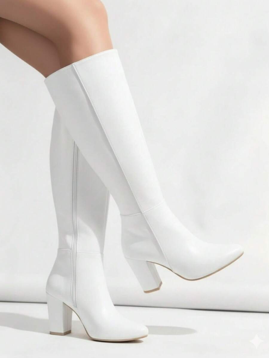 Women Mid-Calf Boots - 白色 - 查看 1