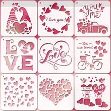 [Reusable DIY] 9pcs Reusable DIY Stencils, Various Gnome, Sunflower, Strawberry Patterns, 5.9x5.9 Inch, Suitable For Ceramic, Fabric, Stone, Wood Spray Painting - White Plastic Craft Patterns - Sets - View 3