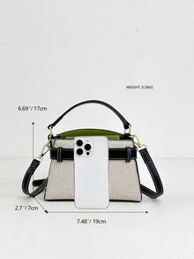 Mini Fashionable Versatile Contrast Color Casual Handbag For Women - Olive Green - View 9