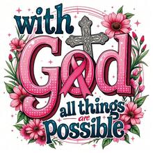1pc Iron On Heat Tranfers  Inspirational "With God, Anything Is Possible" Pink Floral Heat Transfer Decal - , Washable Plastic Decal For DIY T-Shirts, Hoodies, Jeans, Backpacks, Handbags, Pillow-Cases And Vintage Baseball Caps And Shirt Decals Printed & Shipped In USA - 彩色 - 查看 1