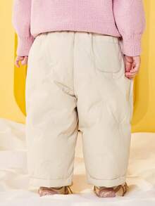 mini bala Baby Girl Water-Repellent Down Pants Warm Cozy Baby Bottoms Mini Plush Series Winter 2025 - Milky White - View 3