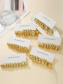 1-10 paires assorties au hasard de boucles d'oreilles mode exagérées en goutte d'eau électroplaquée, lettre, pièce de monnaie vintage, géométrique, acrylique. Boîte aveugle de combinaison, convient pour les femmes, la fête des mères, la Saint-Valentin, Noël, le Nouvel An, le port quotidien - Multicolore - Voir 1