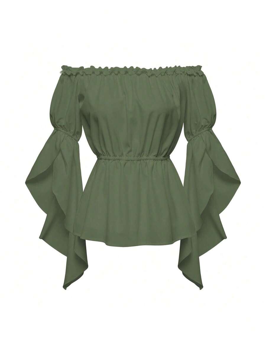 Cosplay Clothing - 2521705 Green Off-shoulder Shirt - View 1