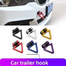 2025新款升级版，1个（尺寸约18*12*4.5厘米）赛车风格三角形拖车钩环，高强度ABS材质，粘贴式个性化拖车钩，3D三角形设计，3M强力胶（牢固粘贴，防脱落），轻量化设计，外观装饰，打造赛车风格，通用型汽车个性化拖车钩环