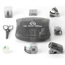 LD Products Black Mini Office Supply Kit Portable Case With Scissors, Paper Clips, Tape Dispenser Set, Pencil Sharpener, Mini Stapler With Staples And Staple Remover,Black - 黑色的 - 查看 1