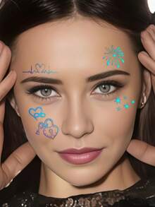 4 Sheets Laser Bachelorette Tattoos Temporary Kiss Tattoos Glitter Tattoos Waterproof Kiss Stickers For Adults Valentines Day Wedding Ceremony Festival Party Accessories - Multicolor - View 4