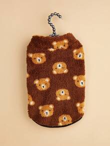 1pc Pet Jacket Zipper Vest, Bear Pattern, Warm Fleece Vest For Cats And Dogs, Autumn/Winter - Multicolor - View 5