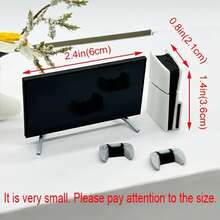 (Non-Toy) Miniature PS Game Console Model, Realistic TV Model, Dollhouse TV Decor, Micro Scene Decor, Pretend Play Props, Suitable For Model House Decor, Office Desk Decor, Home Decoration - Multicolor - View 6